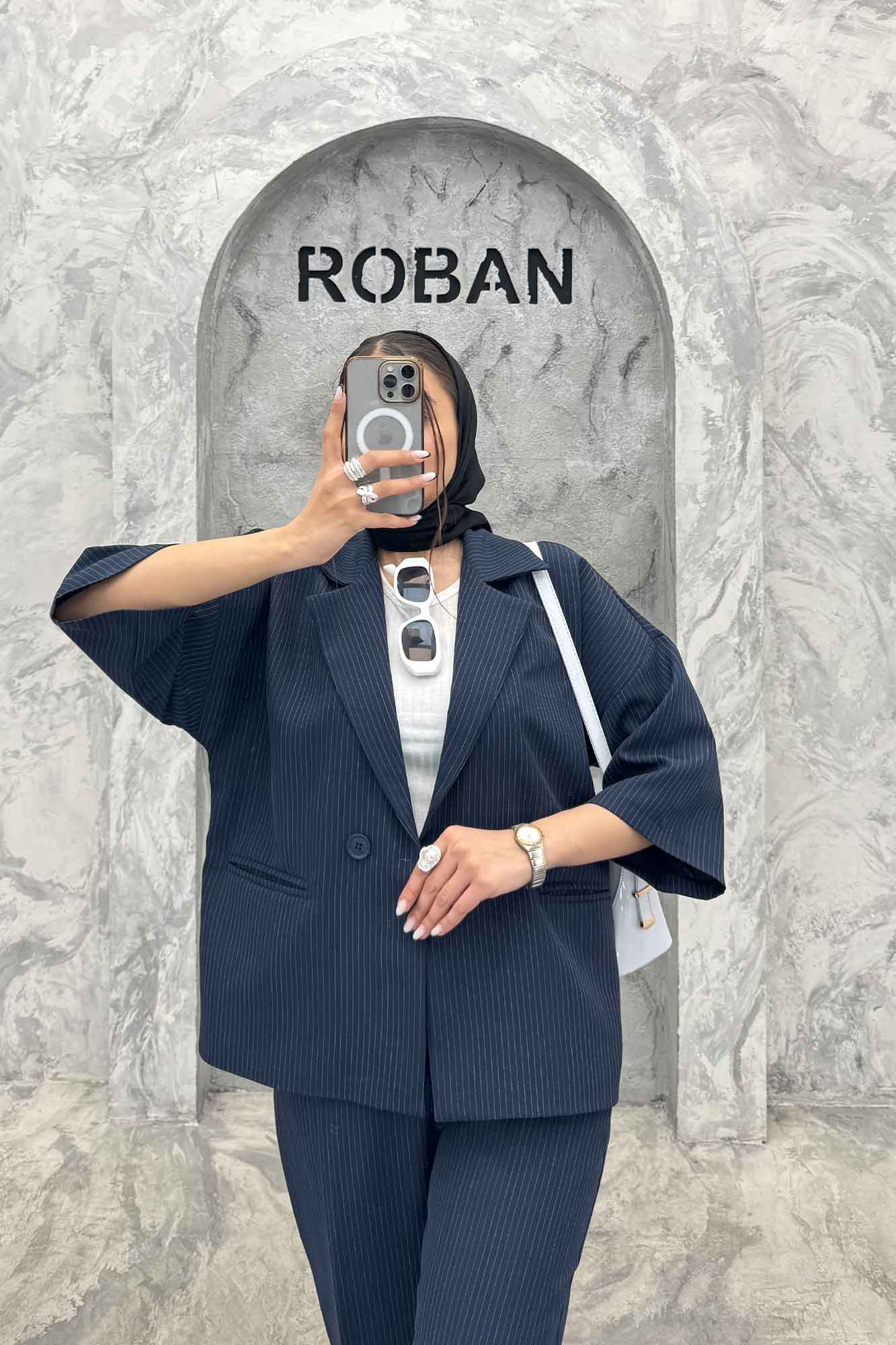 ست کت و شلوار آستین سه رب دیپلمات R