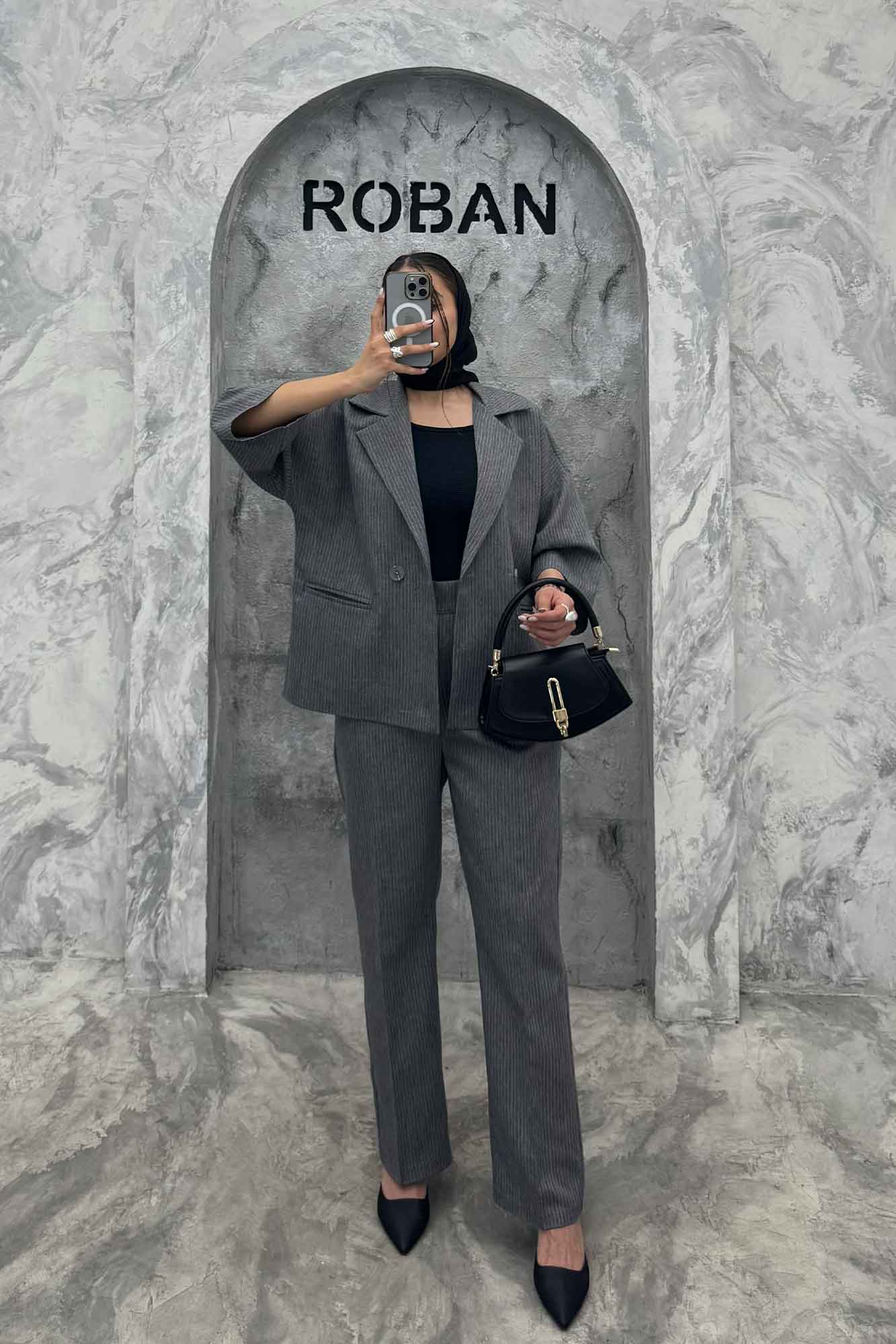 ست کت و شلوار آستین سه رب دیپلمات R