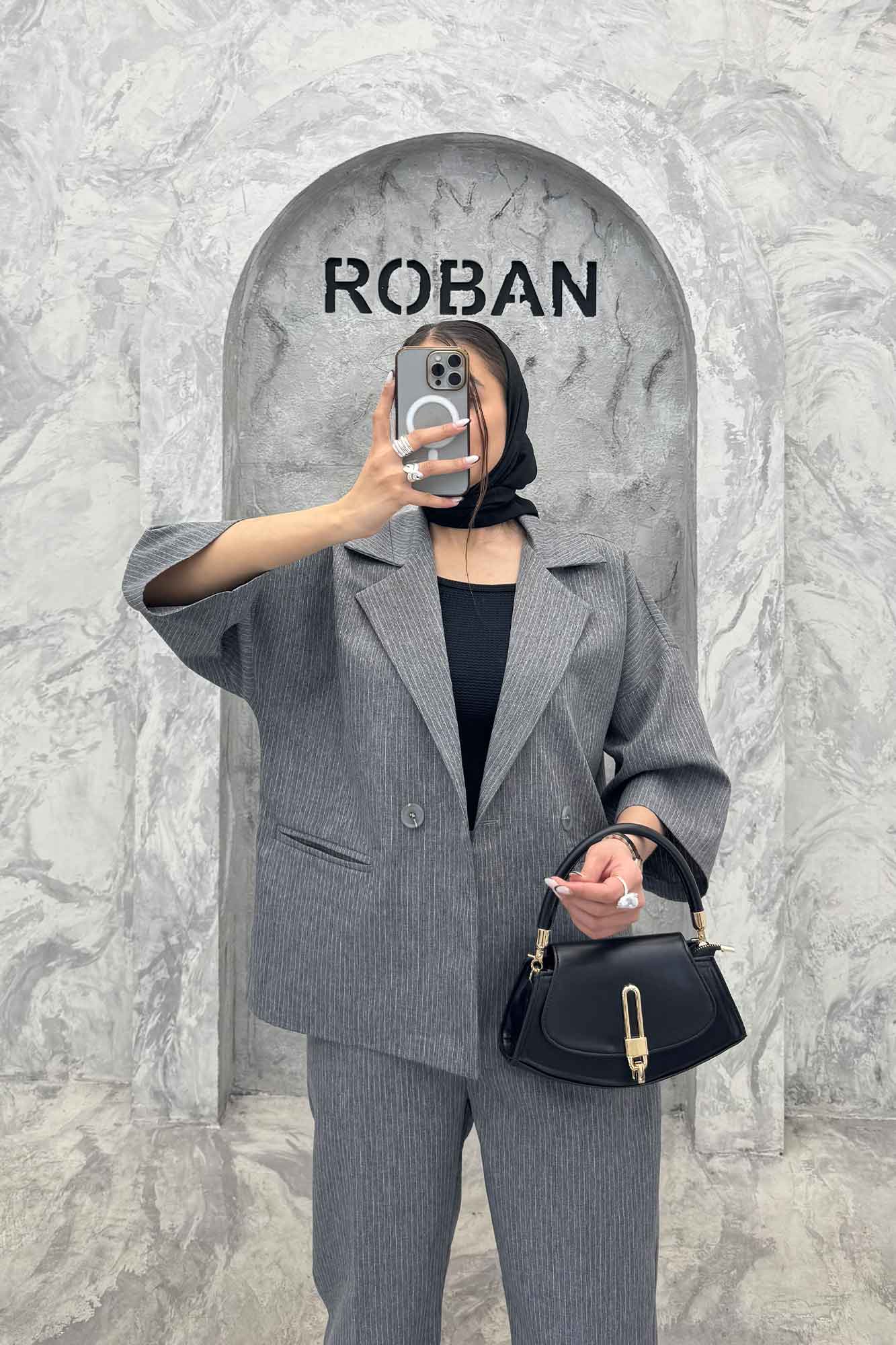 ست کت و شلوار آستین سه رب دیپلمات R