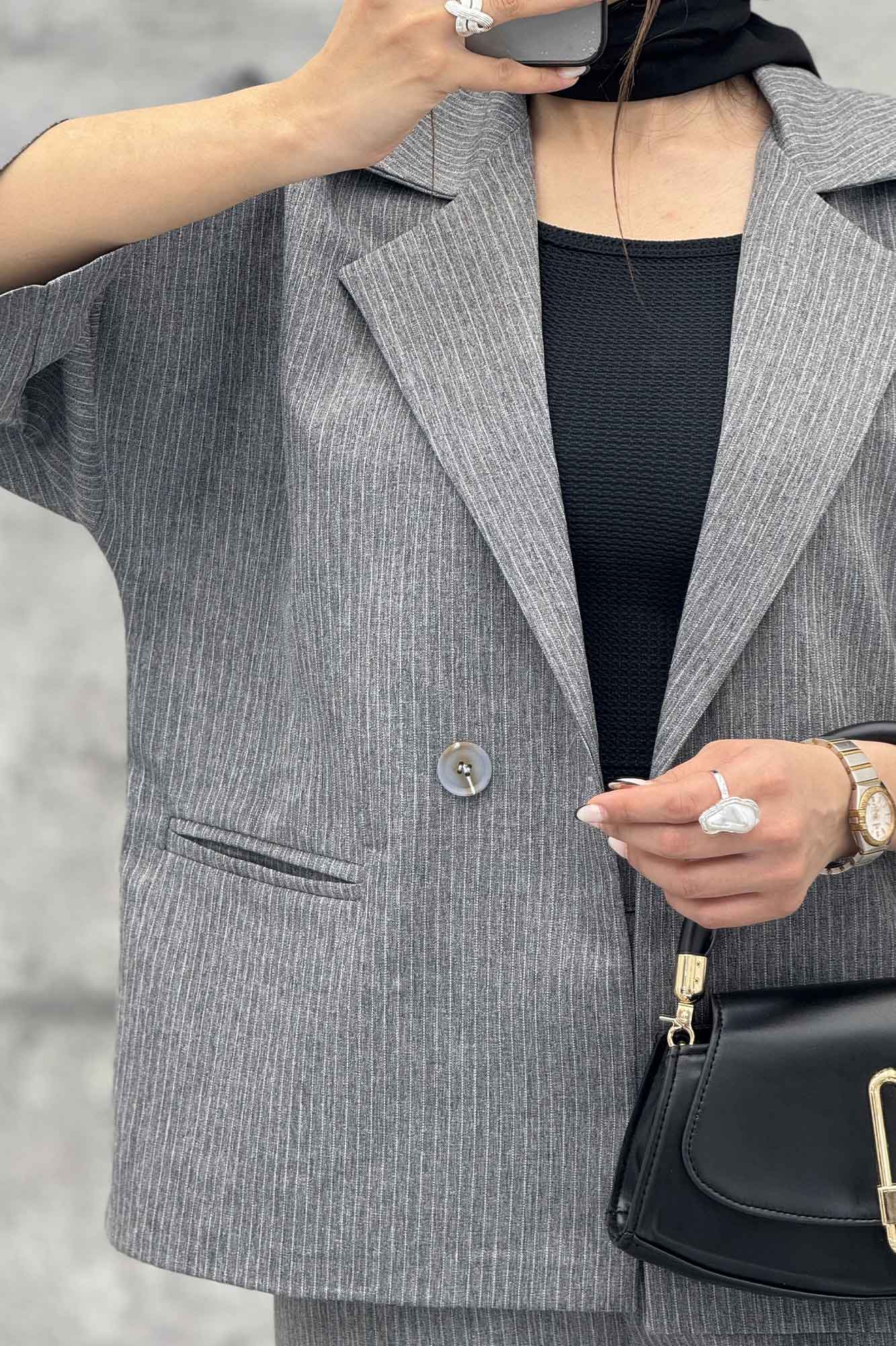 ست کت و شلوار آستین سه رب دیپلمات R