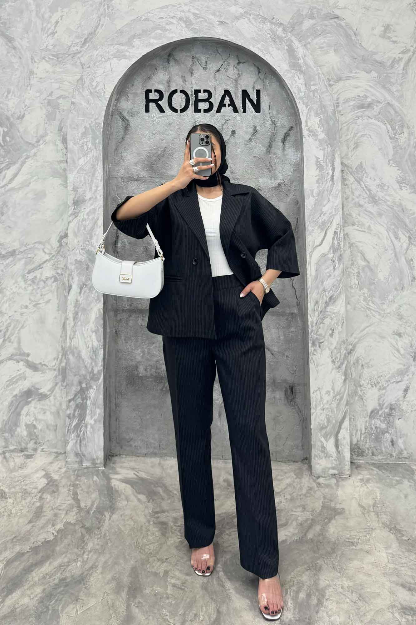 ست کت و شلوار آستین سه رب دیپلمات R