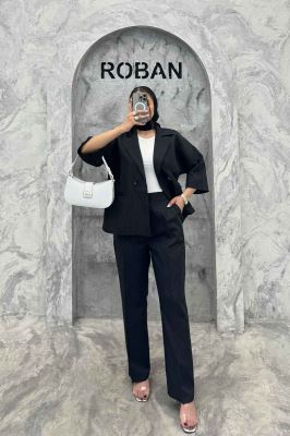 ست کت و شلوار آستین سه رب دیپلمات R