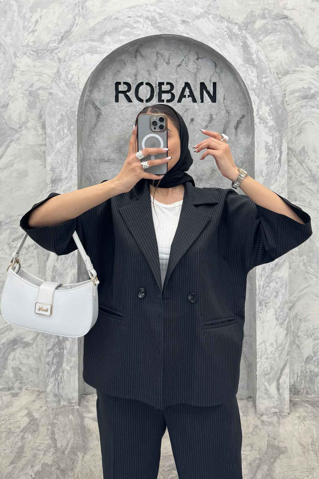 ست کت و شلوار آستین سه رب دیپلمات R