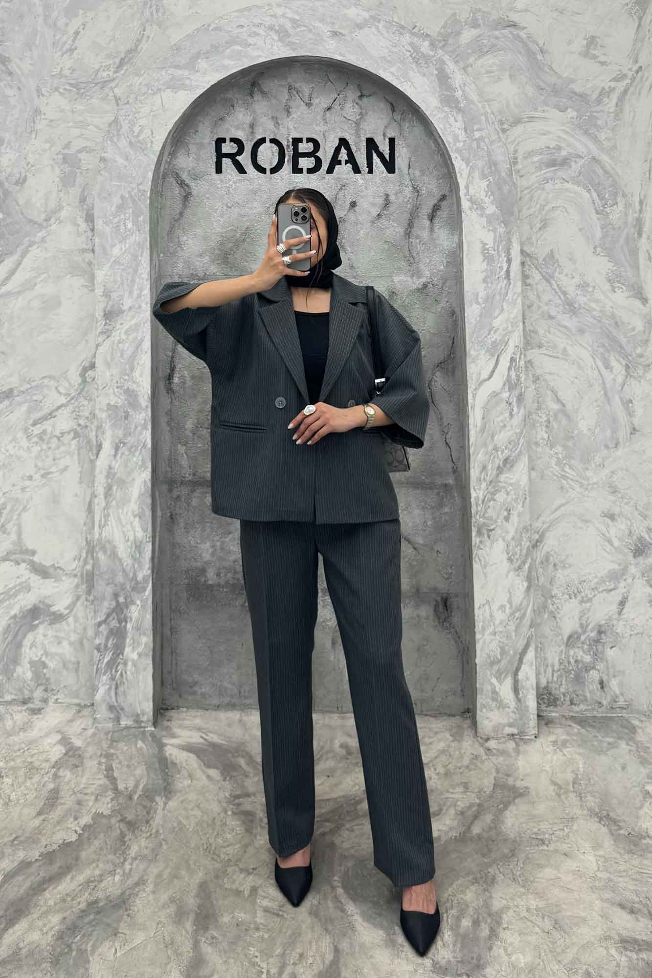 ست کت و شلوار آستین سه رب دیپلمات R