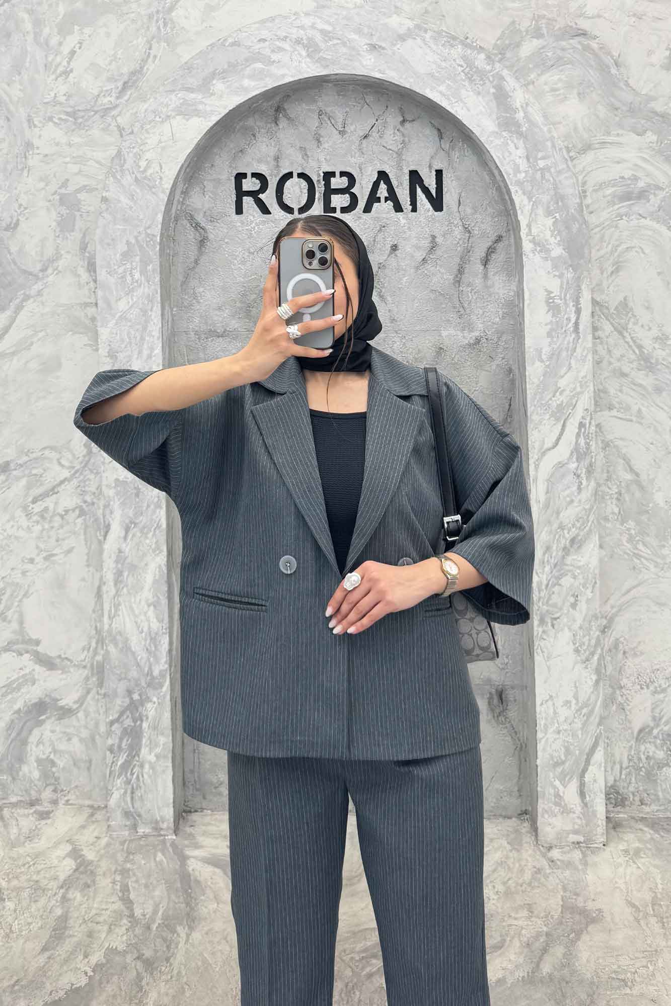 ست کت و شلوار آستین سه رب دیپلمات R