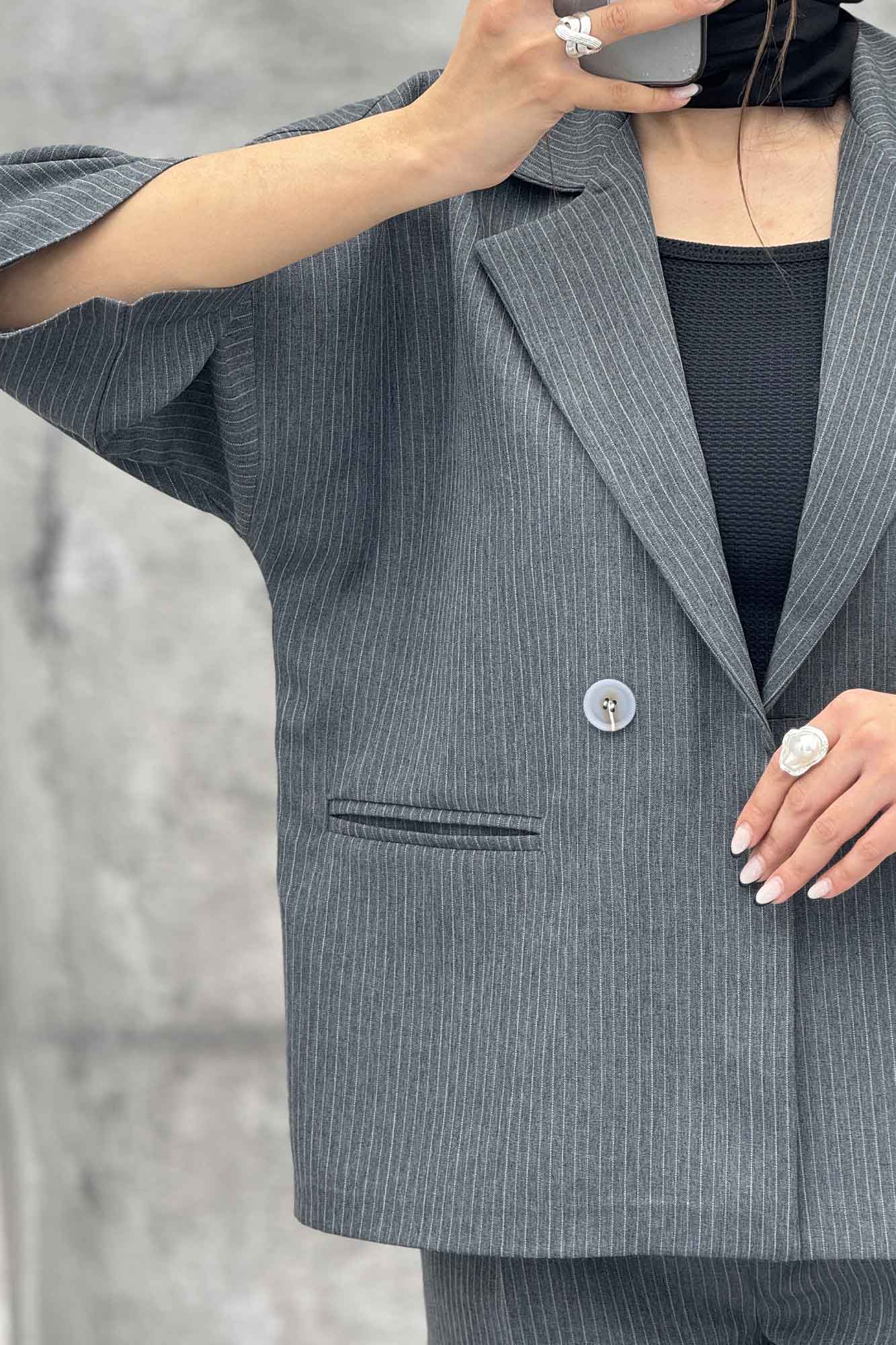 ست کت و شلوار آستین سه رب دیپلمات R