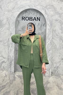 ست شومیز مانتویی و شلوار شانتون دنسی