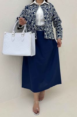 کت و دامن لینن سوزن دوزی