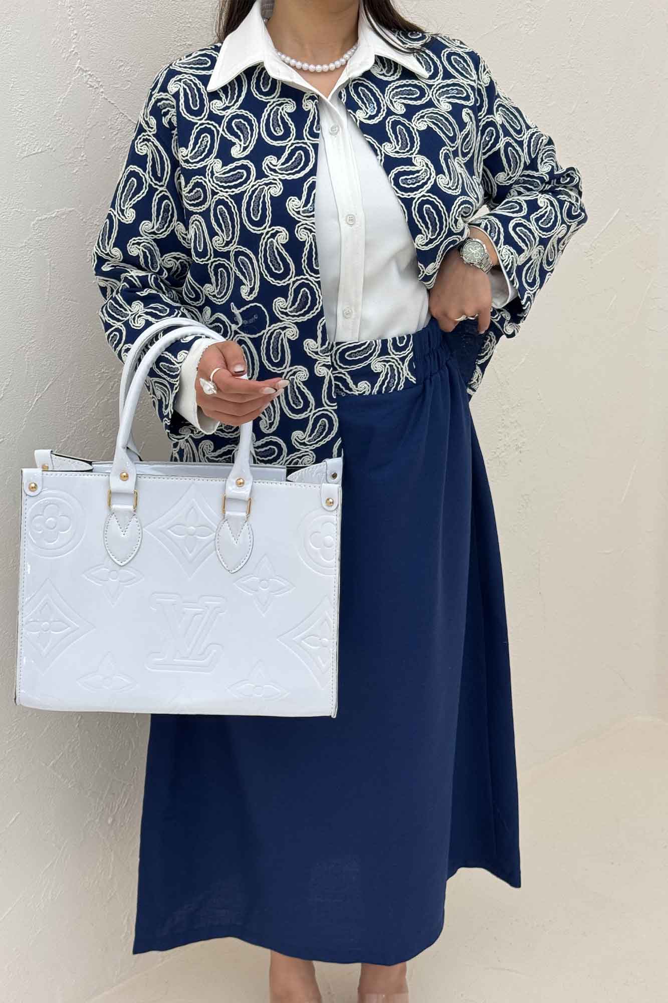 کت و دامن لینن سوزن دوزی