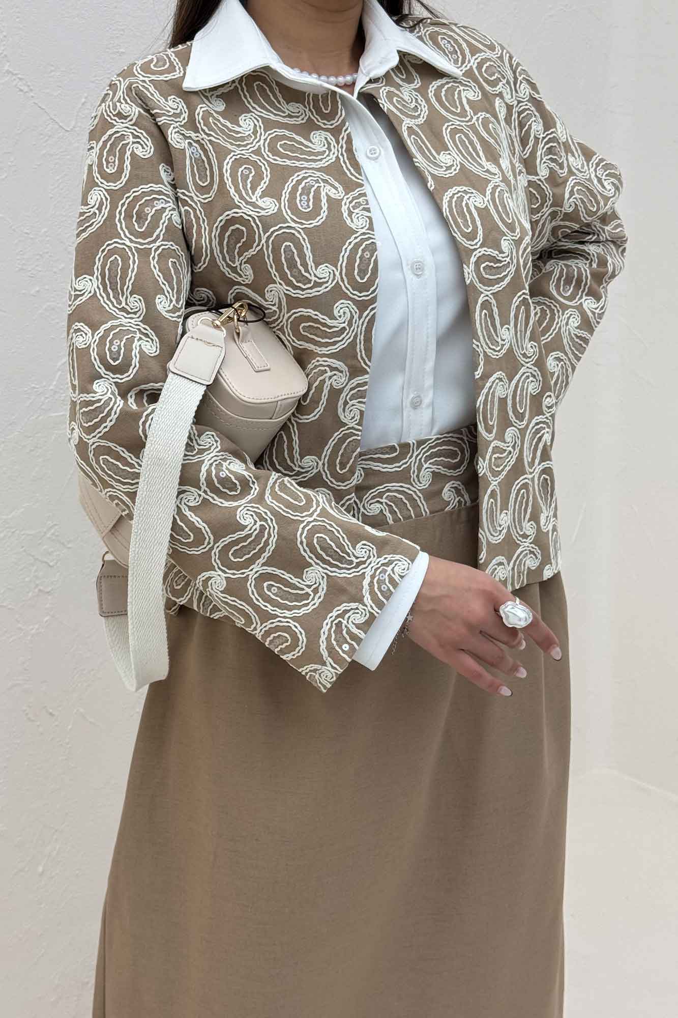 کت و دامن لینن سوزن دوزی