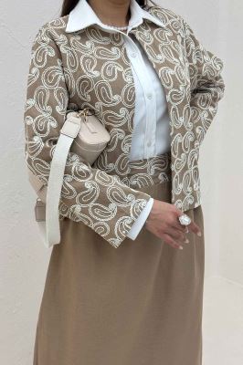 کت و دامن لینن سوزن دوزی