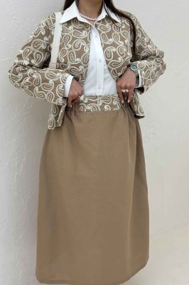 کت و دامن لینن سوزن دوزی