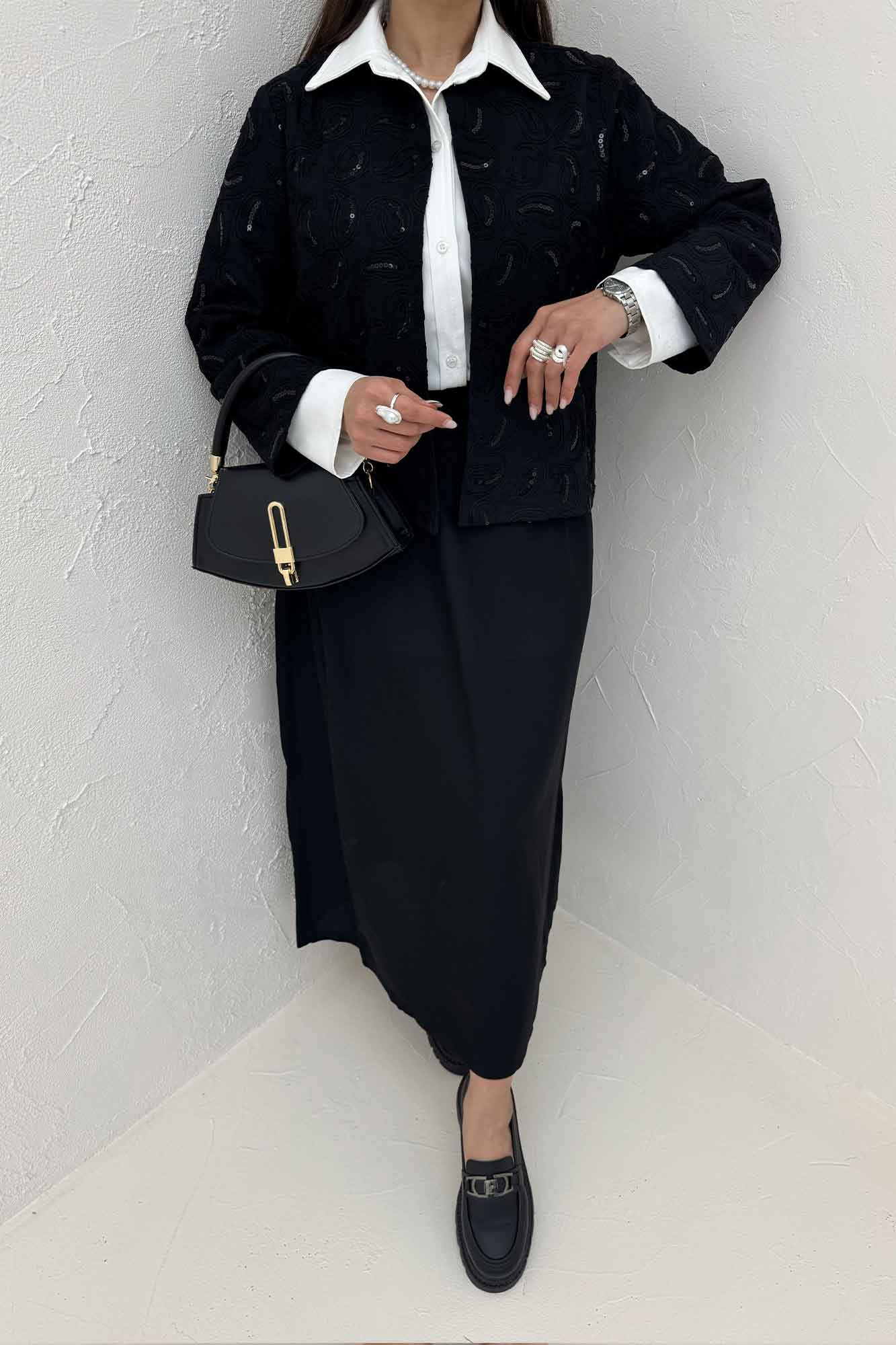 کت و دامن لینن سوزن دوزی