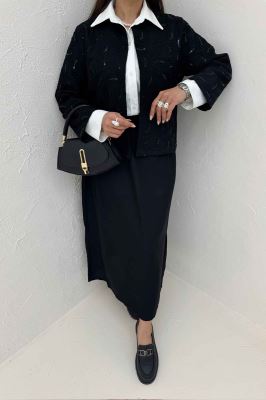 کت و دامن لینن سوزن دوزی