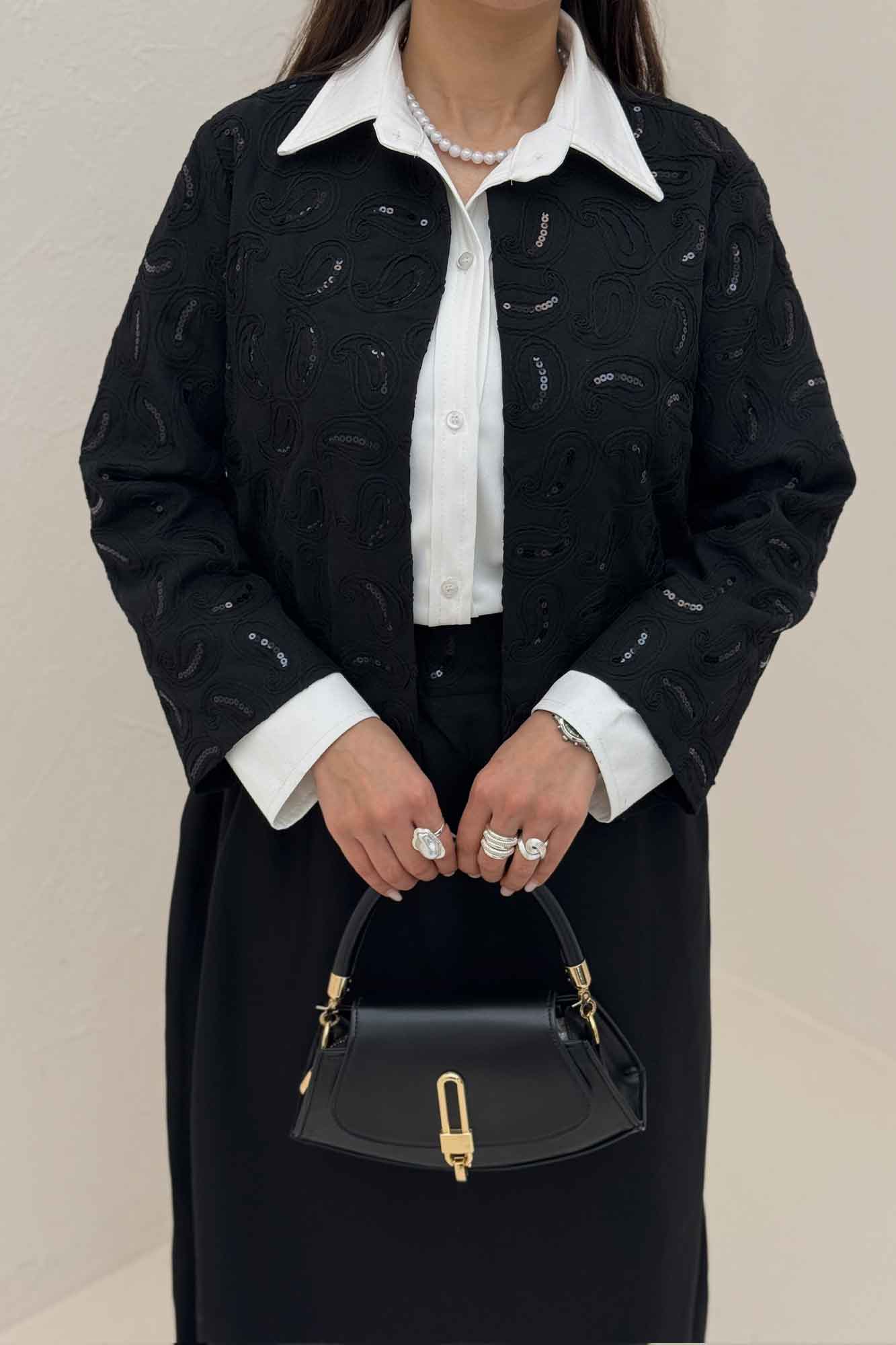 کت و دامن لینن سوزن دوزی