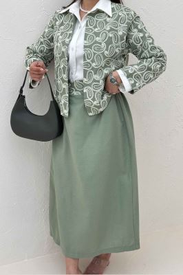 کت و دامن لینن سوزن دوزی