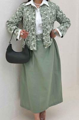 کت و دامن لینن سوزن دوزی