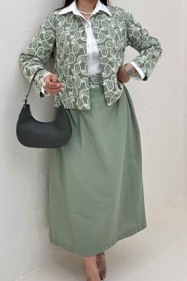 کت و دامن لینن سوزن دوزی