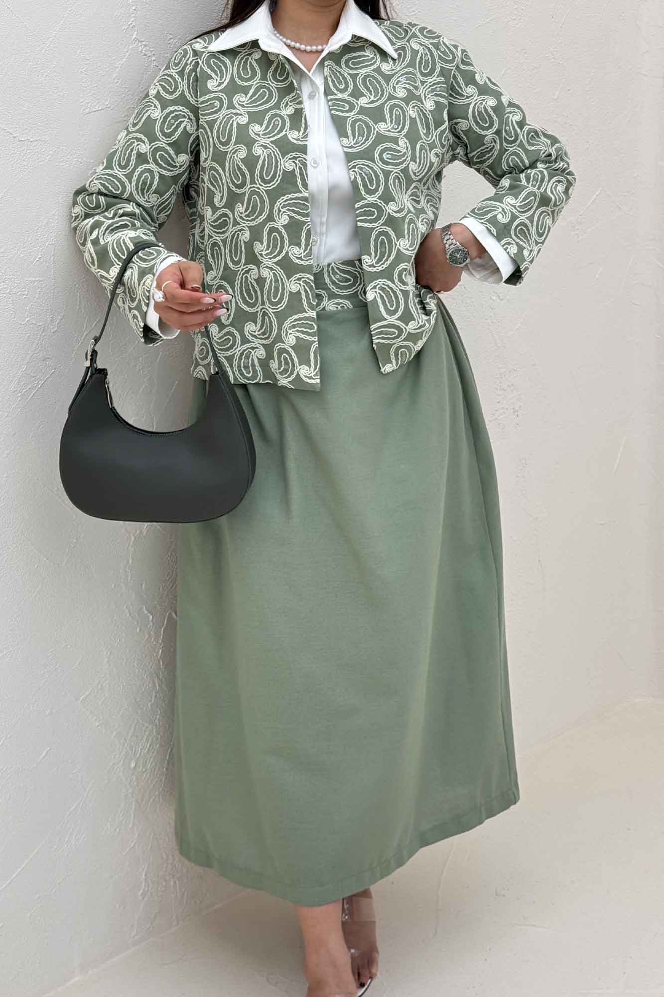 کت و دامن لینن سوزن دوزی