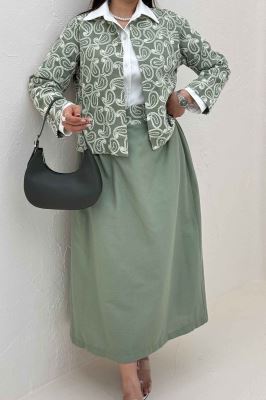 کت و دامن لینن سوزن دوزی