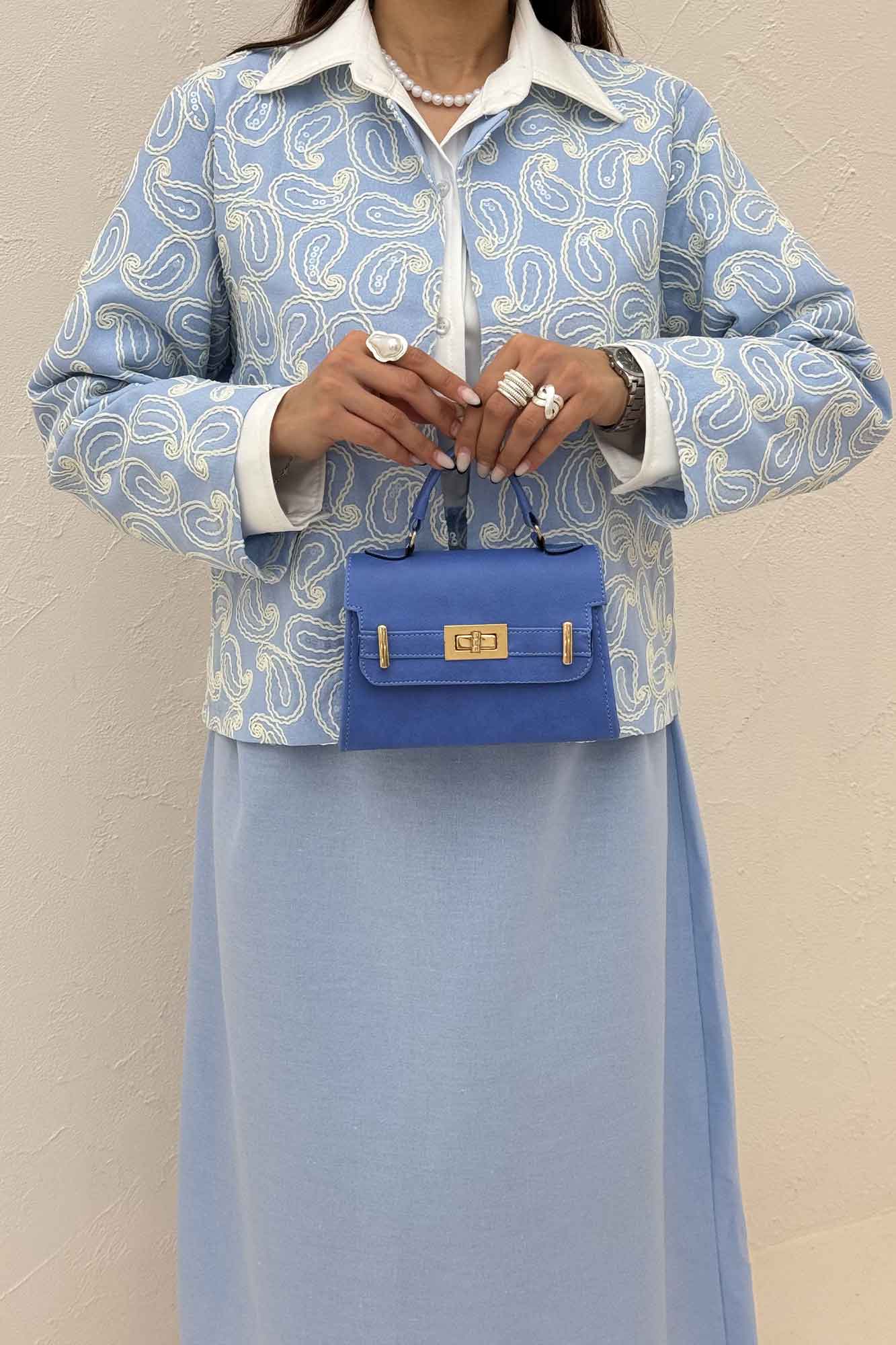 کت و دامن لینن سوزن دوزی