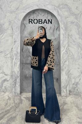 کت لینن آستین گیپور دو جیب