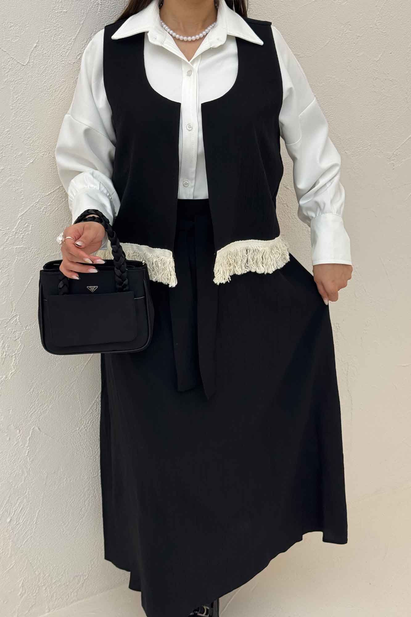 ست وست و دامن پایین ریش کریشه