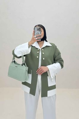 کت مازراتی دو رنگ دکمه مرواریدی 