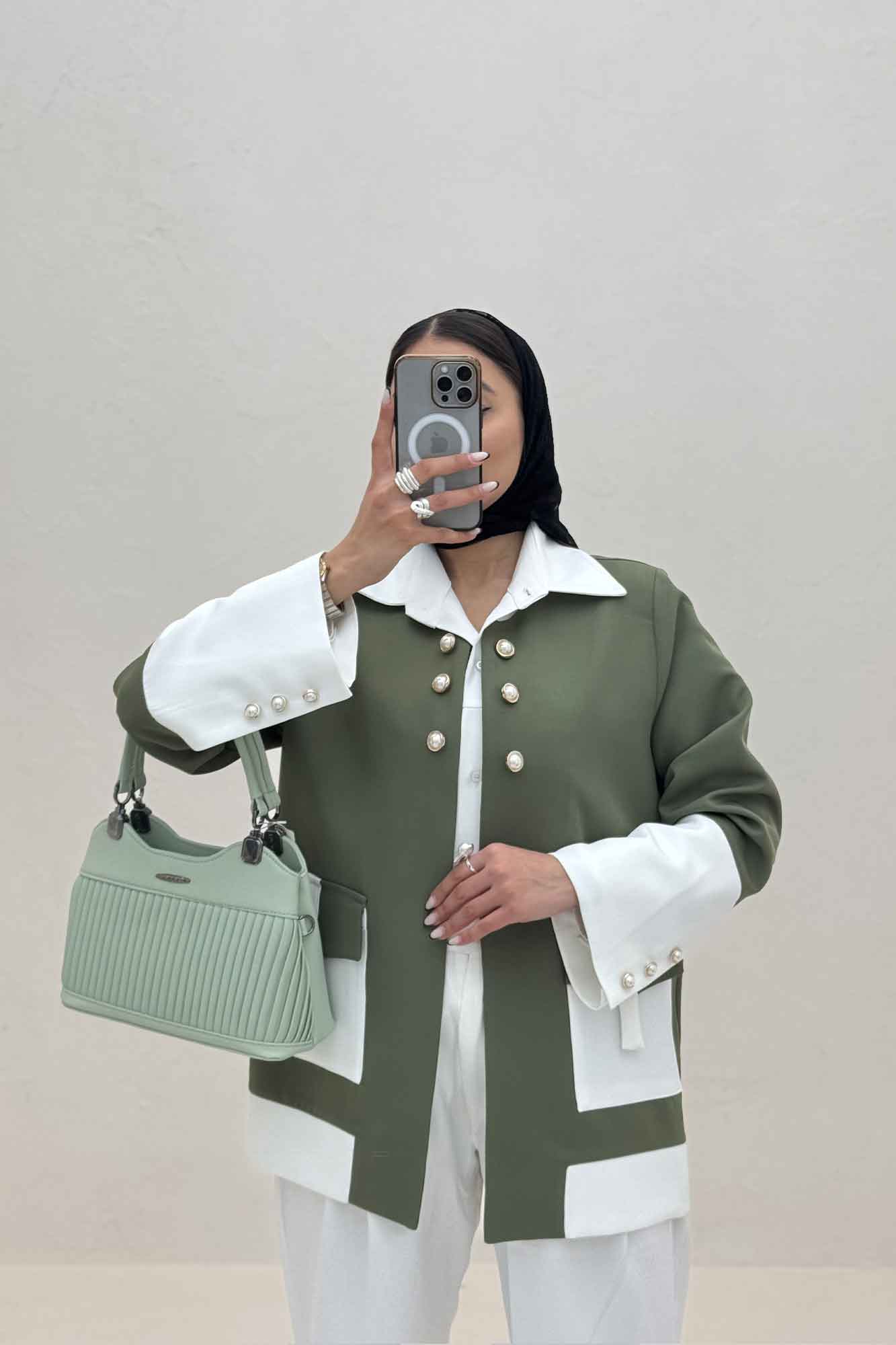 کت مازراتی دو رنگ دکمه مرواریدی 