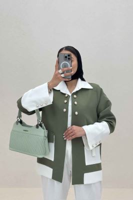 کت مازراتی دو رنگ دکمه مرواریدی 