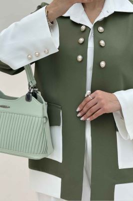 کت مازراتی دو رنگ دکمه مرواریدی 