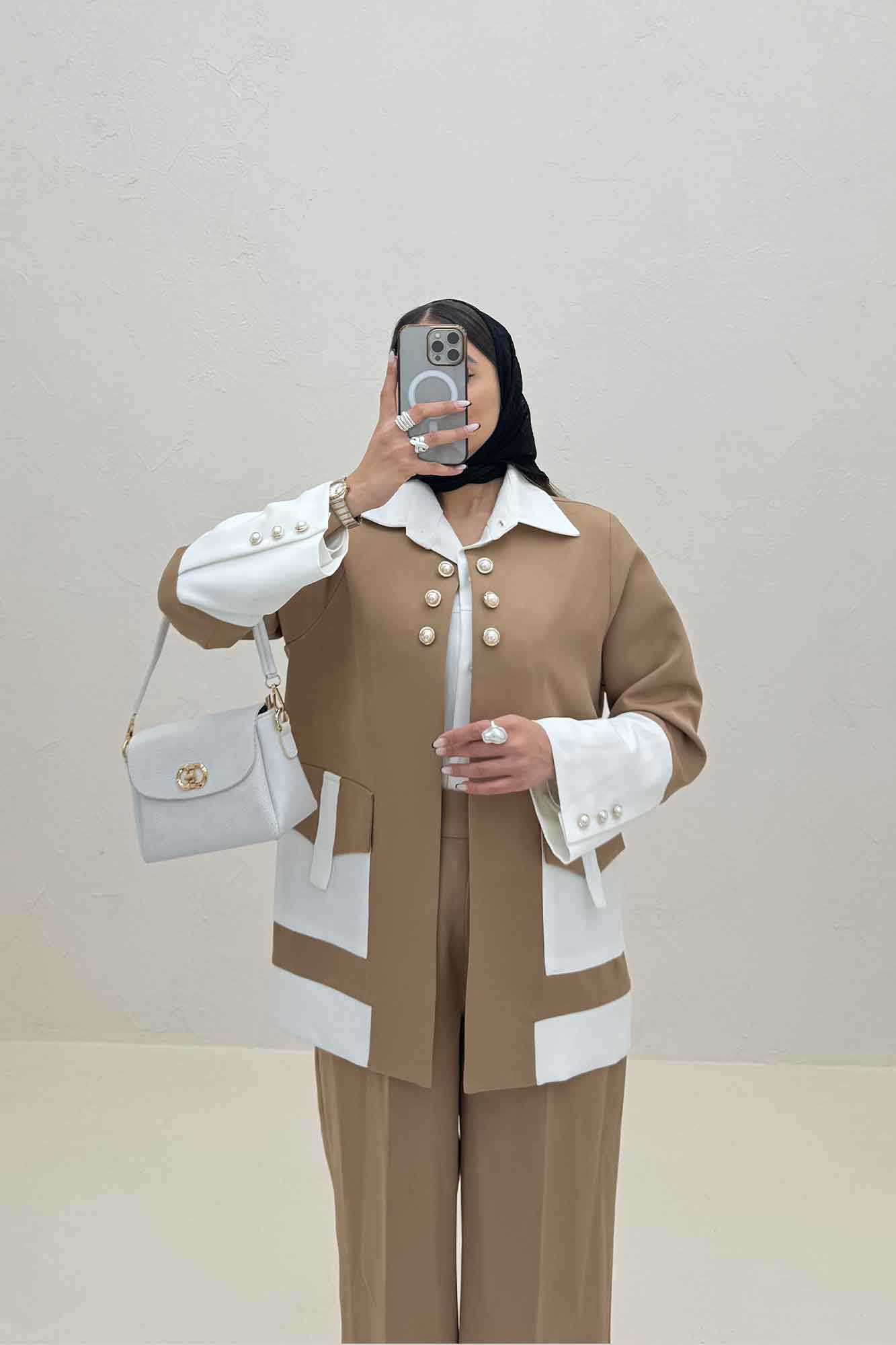 کت مازراتی دو رنگ دکمه مرواریدی 