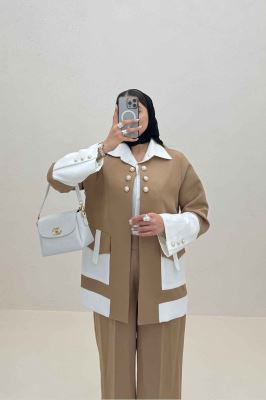 کت مازراتی دو رنگ دکمه مرواریدی 