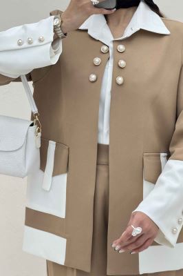 کت مازراتی دو رنگ دکمه مرواریدی 