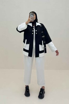 کت مازراتی دو رنگ دکمه مرواریدی 