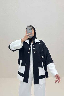 کت مازراتی دو رنگ دکمه مرواریدی 