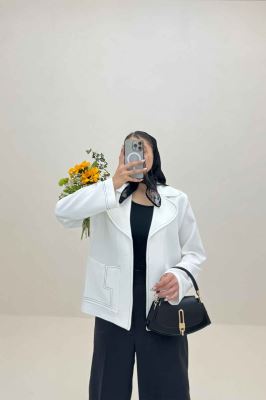 کت مازراتی یقه ب ب دوخت دار ژالین