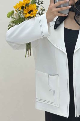 کت مازراتی یقه ب ب دوخت دار ژالین