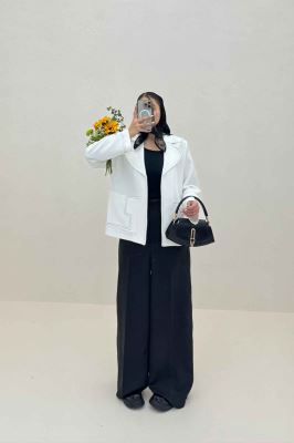 کت مازراتی یقه ب ب دوخت دار ژالین