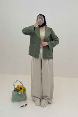 کت مازراتی یقه ب ب دوخت دار ژالین