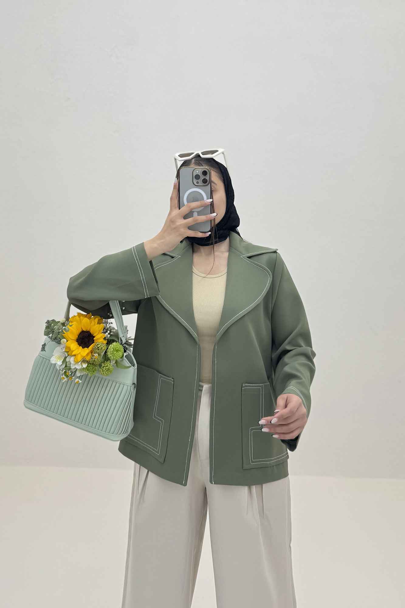 کت مازراتی یقه ب ب دوخت دار ژالین