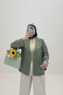 کت مازراتی یقه ب ب دوخت دار ژالین