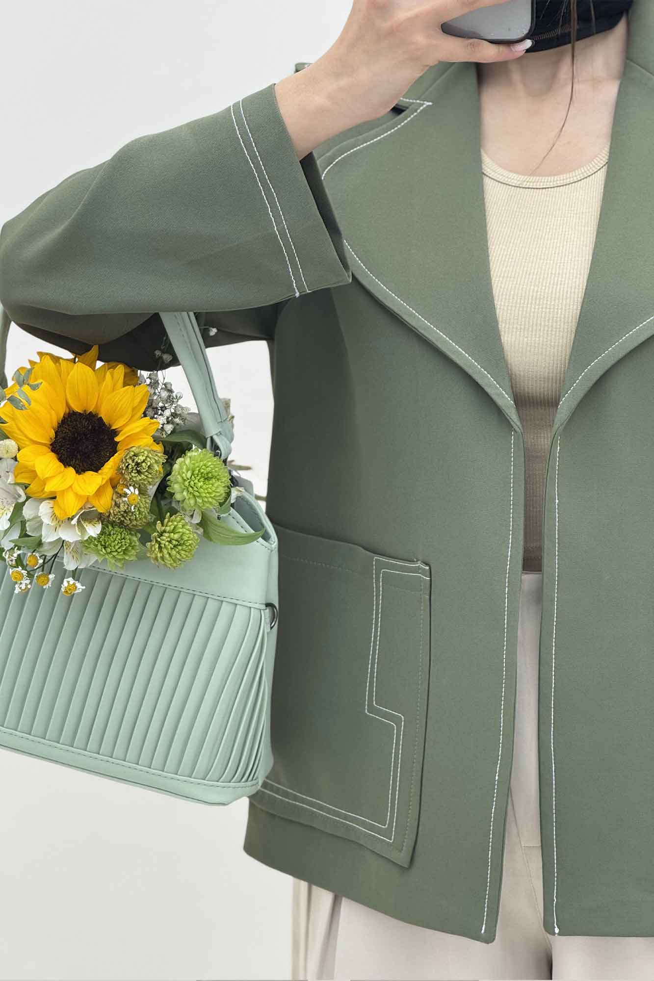 کت مازراتی یقه ب ب دوخت دار ژالین