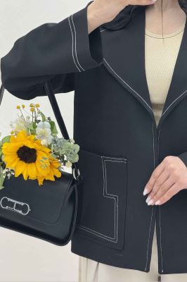 کت مازراتی یقه ب ب دوخت دار ژالین