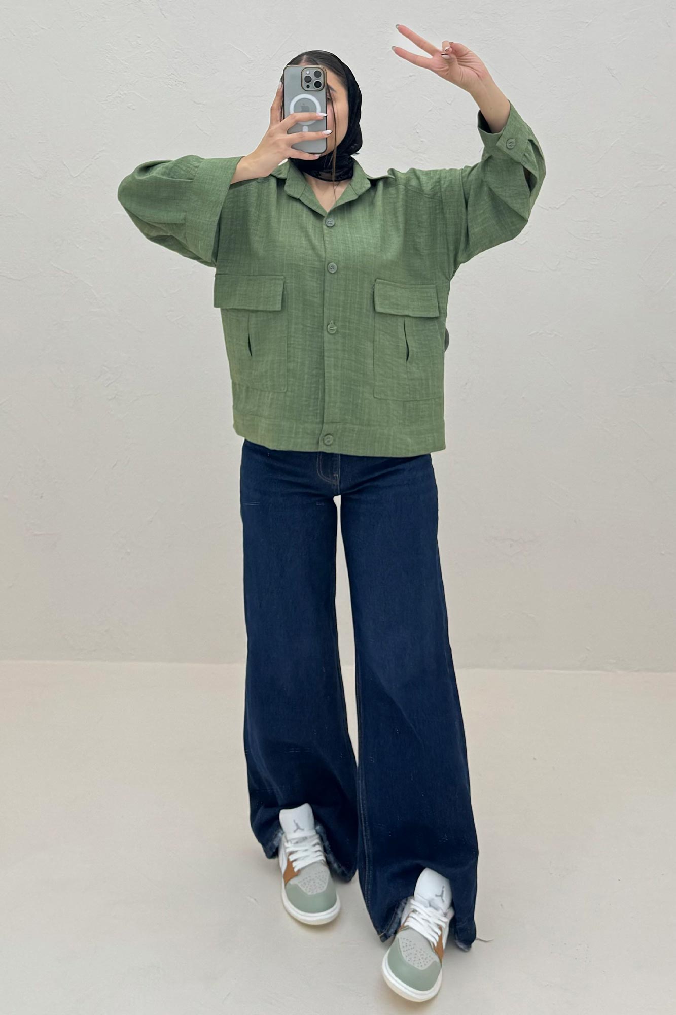 شومیز مانتویی 2 جیب پاکتی شانتون راه راه