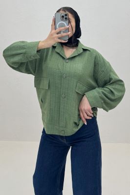 شومیز مانتویی 2 جیب پاکتی شانتون راه راه