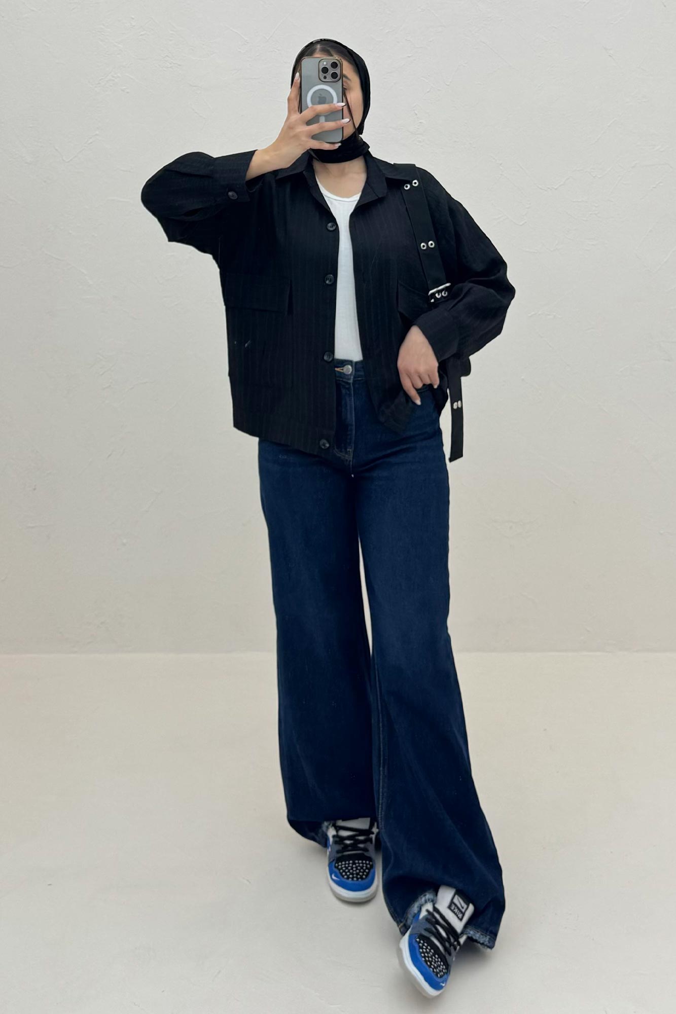 شومیز مانتویی 2 جیب پاکتی شانتون راه راه