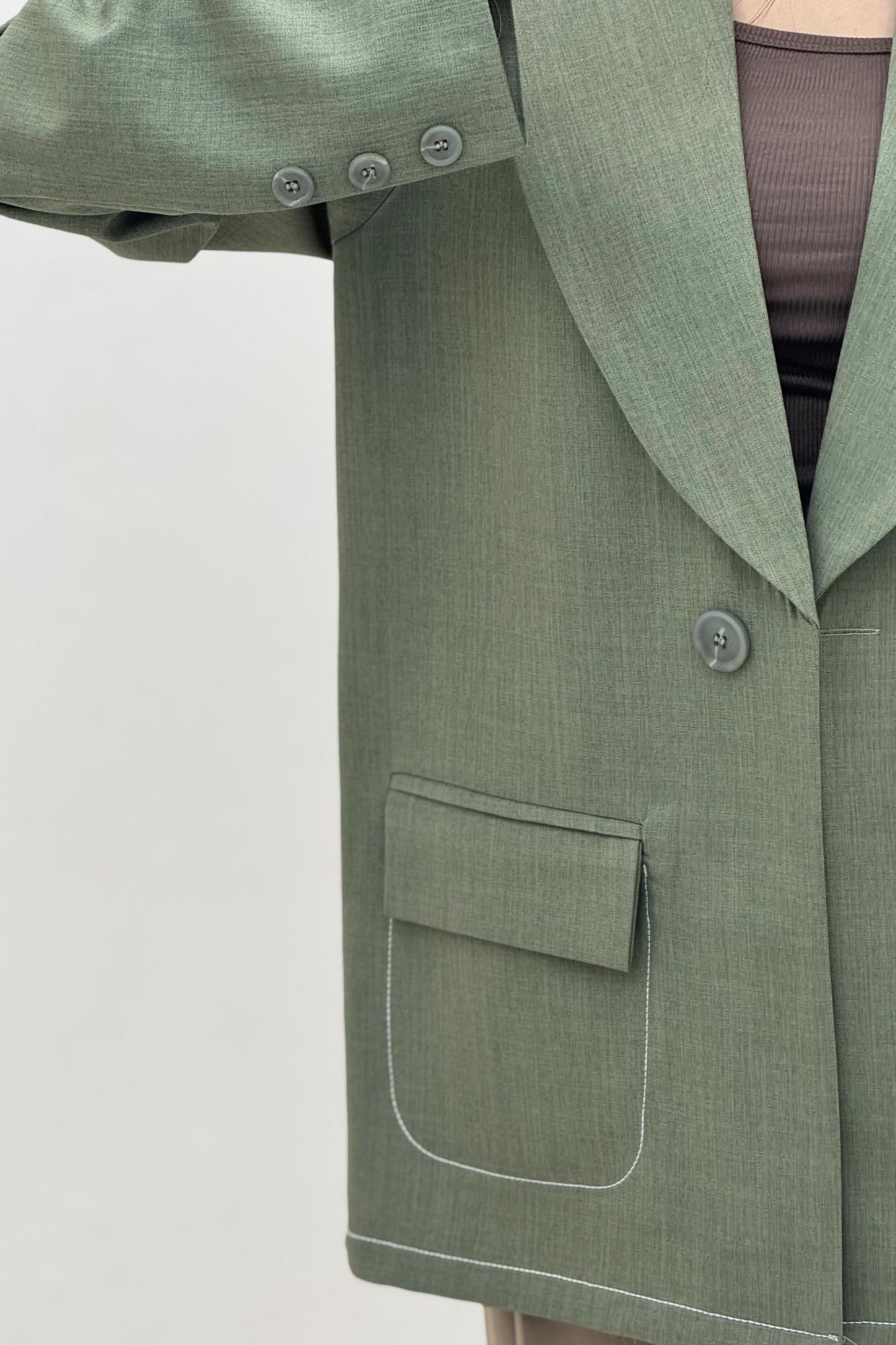 کت بزیاق ساده یقه انگلیسی تک دکمه 