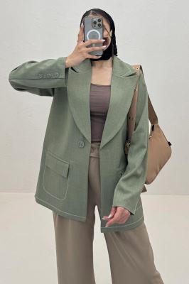 کت بزیاق ساده یقه انگلیسی تک دکمه 