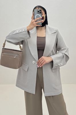 کت بزیاق ساده یقه انگلیسی تک دکمه 